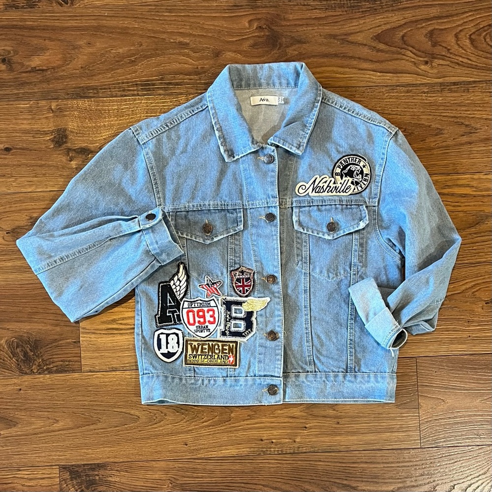 Women’s Ava Small Medium Jean Jacket with Patches Nashville